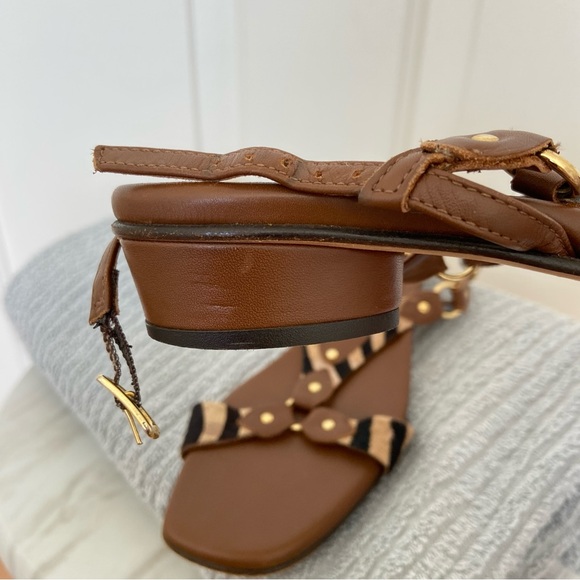 Anyi Lu - Women’s 5.5 36 Brown Flats With Zebra Print and Gold Accents - Picture 8 of 12